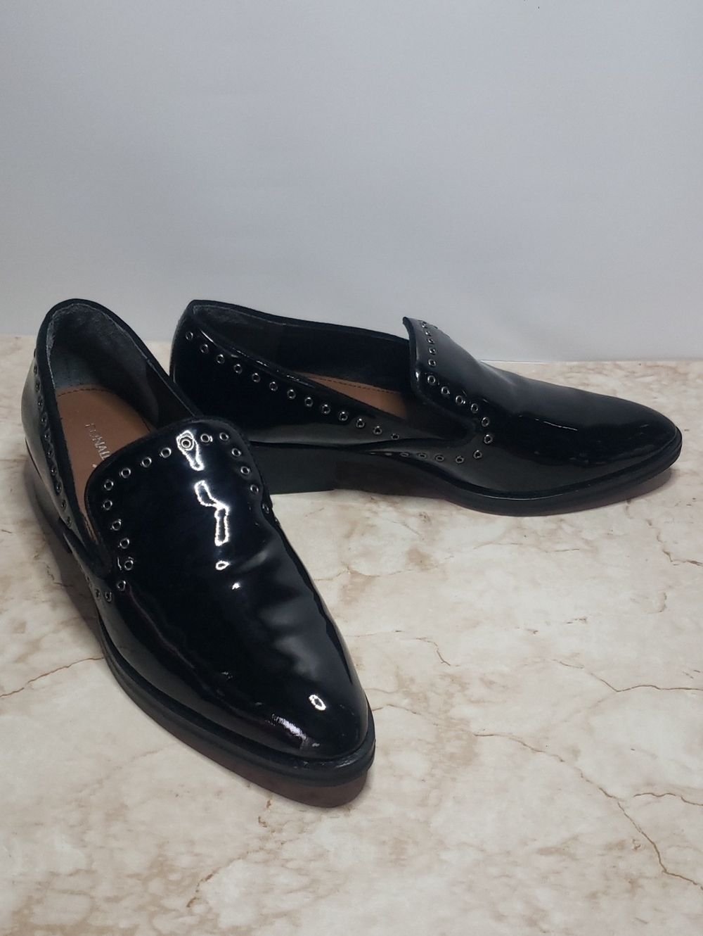 Donald J. Pliner Black Patent Slip-On Dress Loafers Size 6.5
